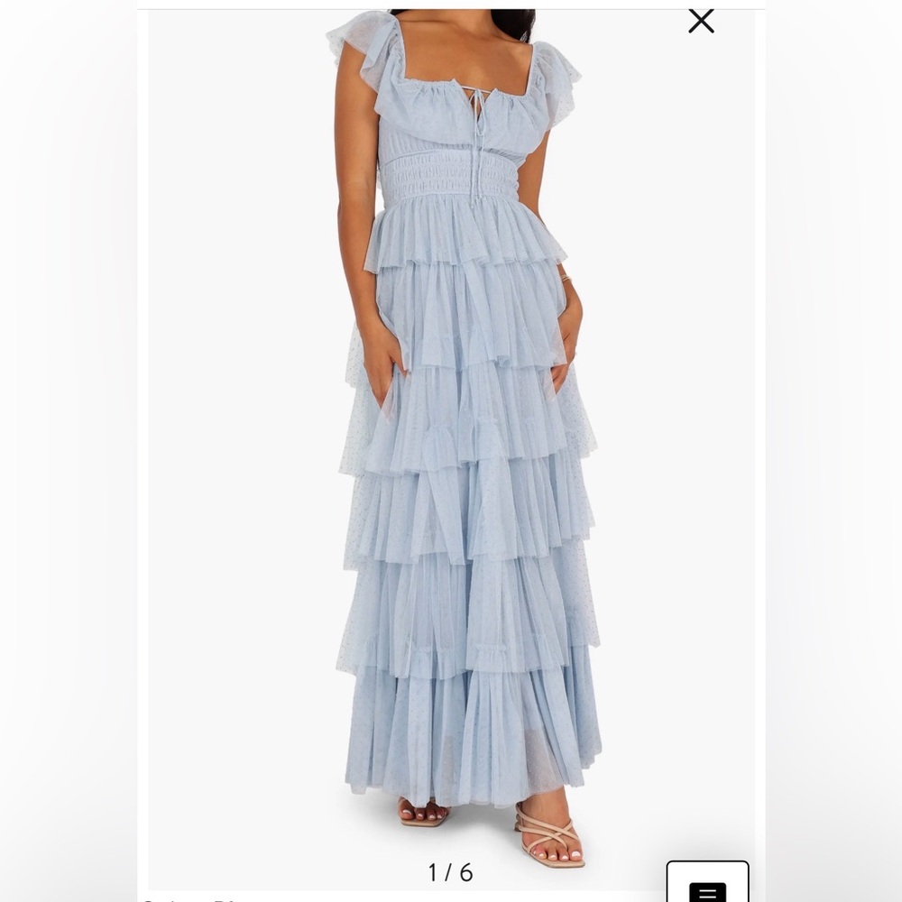NWT Petal and pup Light Blue Tiered Maxi Dress